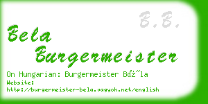 bela burgermeister business card